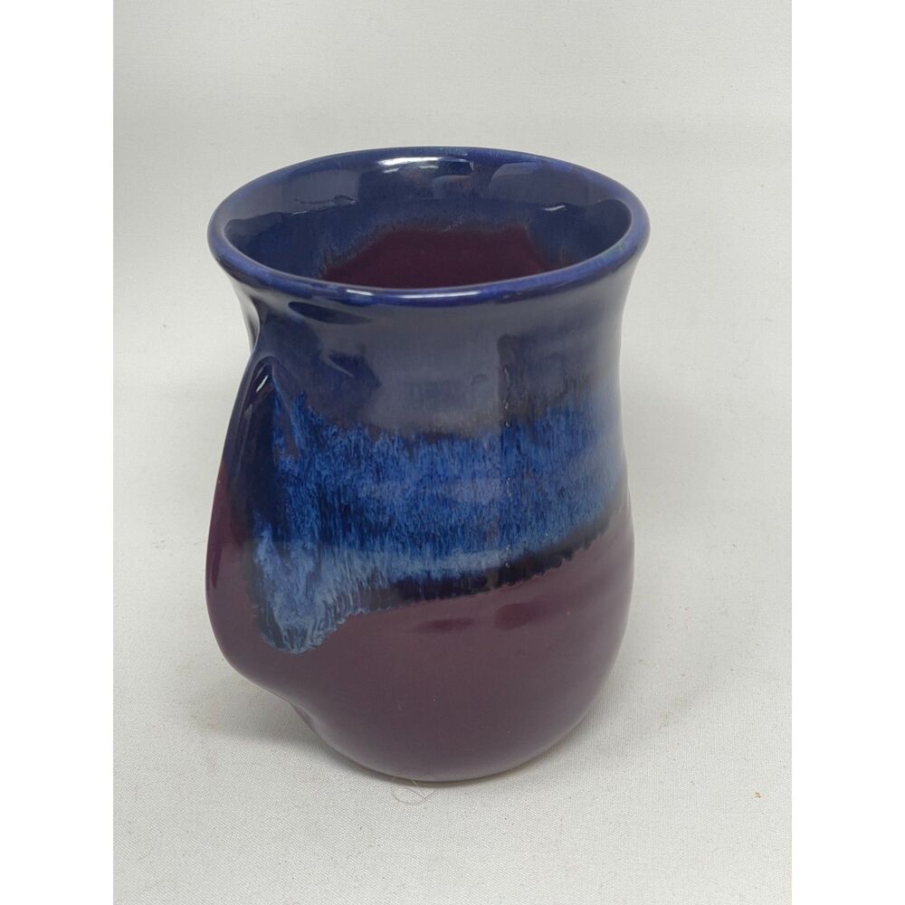 Neher Pottery Hand Warmer Coffee Cup Right Hand Handmade Signed Brown/Blue 2023. - Picture 7 of 8
